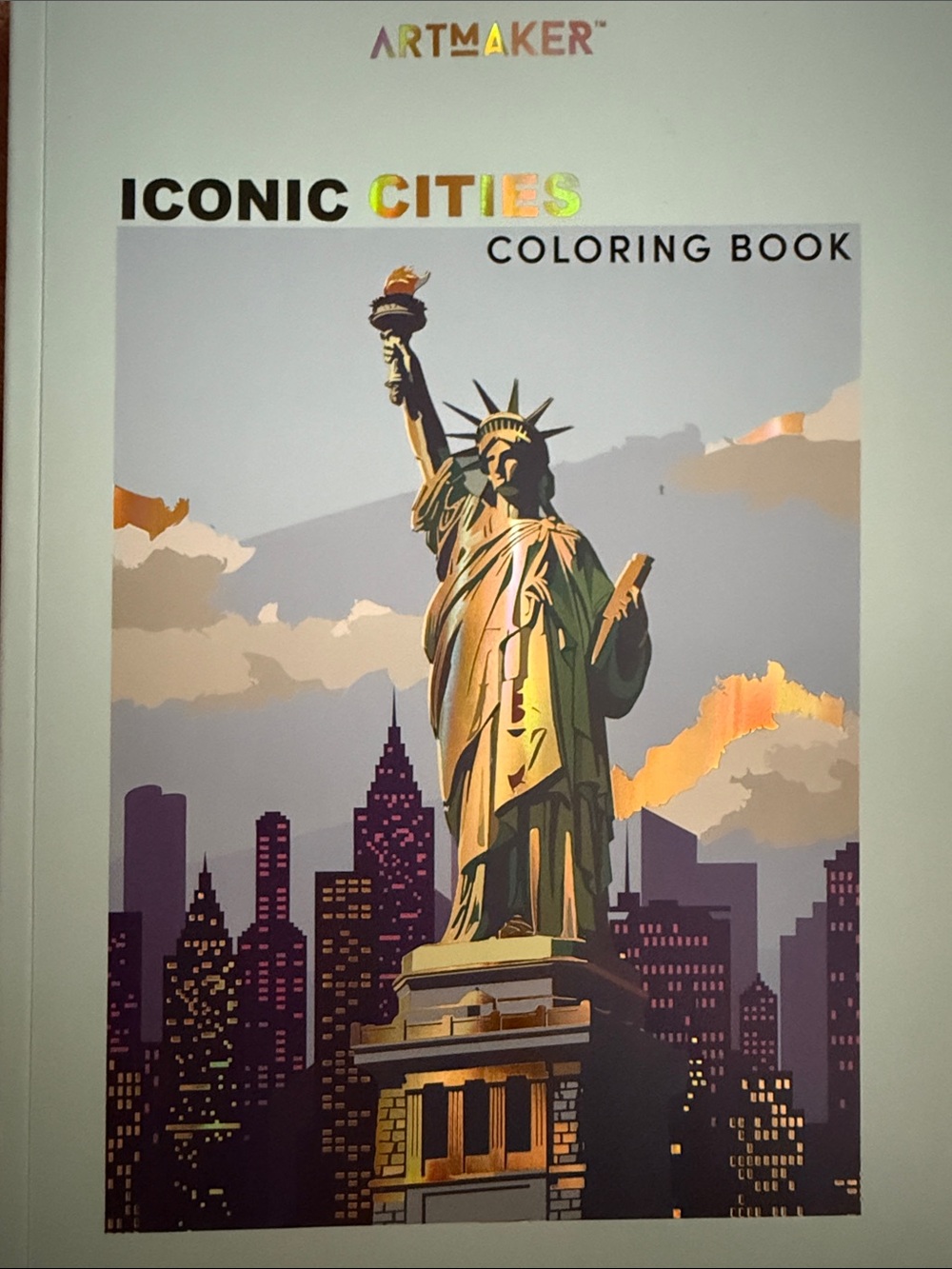 Artmaker Iconic Cities Coloring Book โ White Cover with Multicolor Illustration